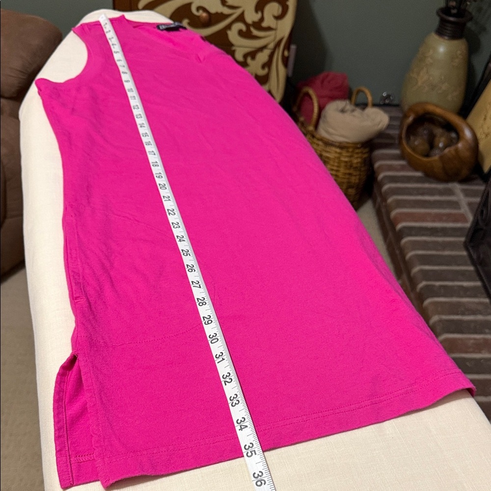 Lands' End Sleeveless V-Neck Tank Shift Dress in Bright Pink, Size Large (14-16) - Picture 11 of 12